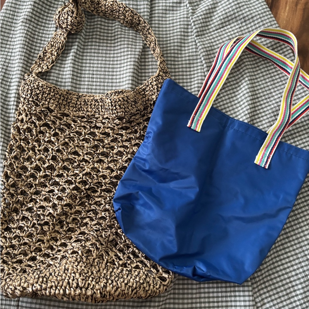 Stylish Blue and Tan Women's Tote Set